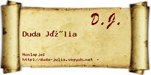 Duda Júlia névjegykártya